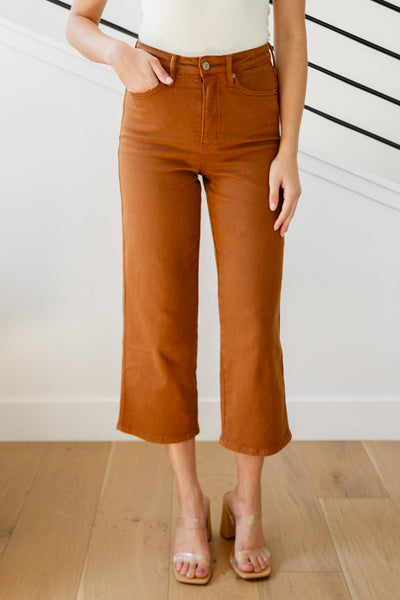 Briar High Rise Control Top Wide Leg Crop Jeans in Camel-- Use the code SPRINGJB for 20% off!