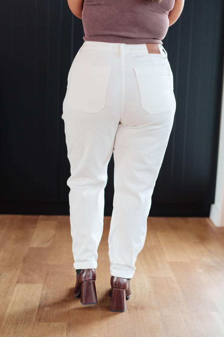 Charlene High Rise Contrast Thread Jogger in Ecru-- Use the code SPRINGJB for 20% off!