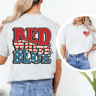 RED, WHITE & BLUE w/pocket Heart