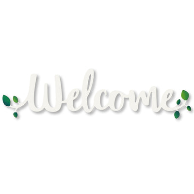 Welcome Magnetic Word w/ Greenery, White (SAMPLE SALE)