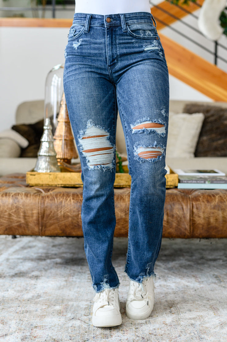 Christine High Contrast Slim Bootcut Destroyed Jeans-- Use the code SPRINGJB for 20% off!