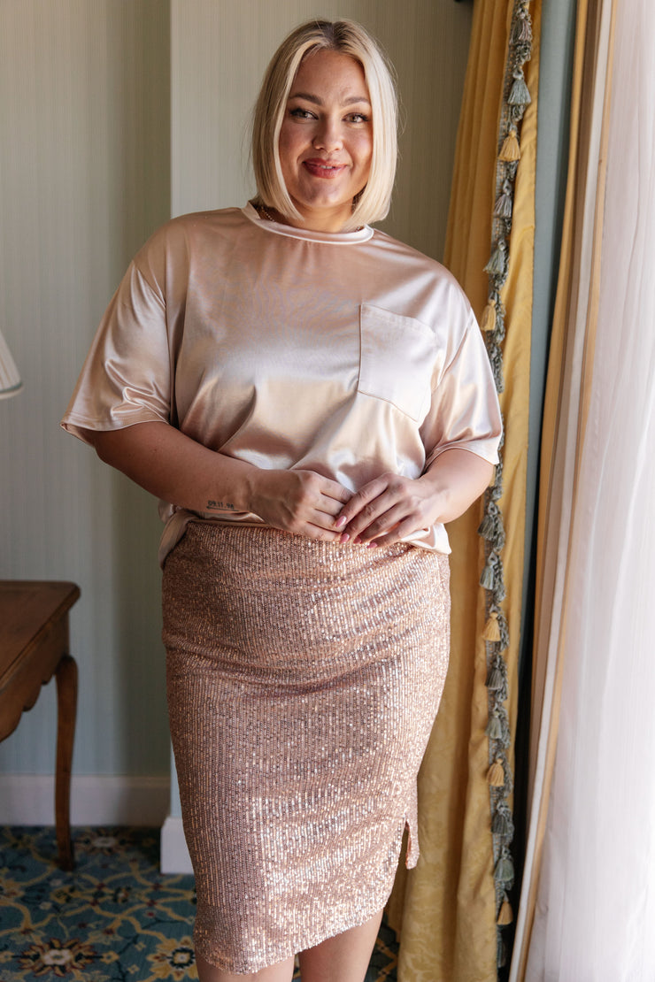 Gilded Age Sequin Skirt in Champagne