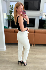 Charlene High Rise Contrast Thread Jogger in Ecru-- Use the code SPRINGJB for 20% off!