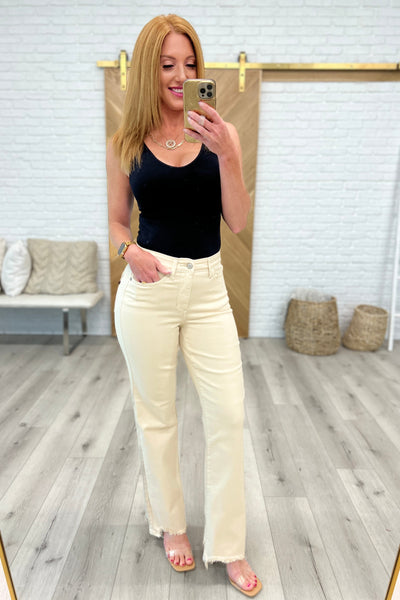 Alice High Rise Over Dyed 90's Straight Jeans in Light Khaki-- Use the code SPRINGJB for 20% off!