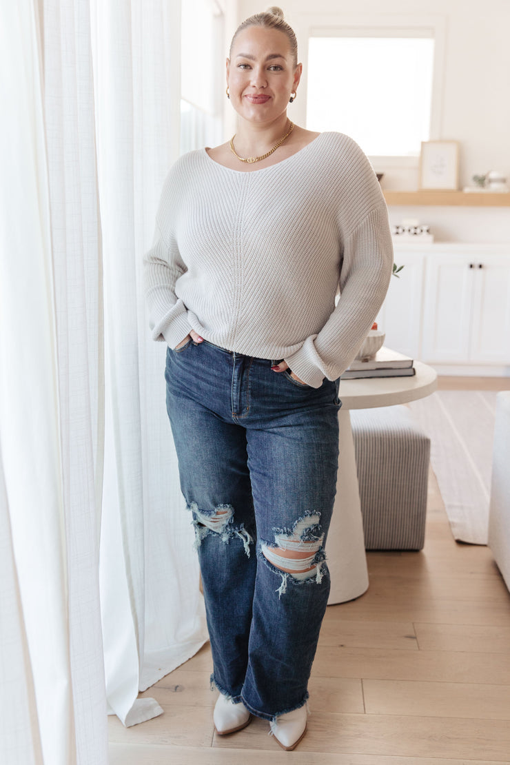 Told You So Ribbed Knit V Neck Sweater
