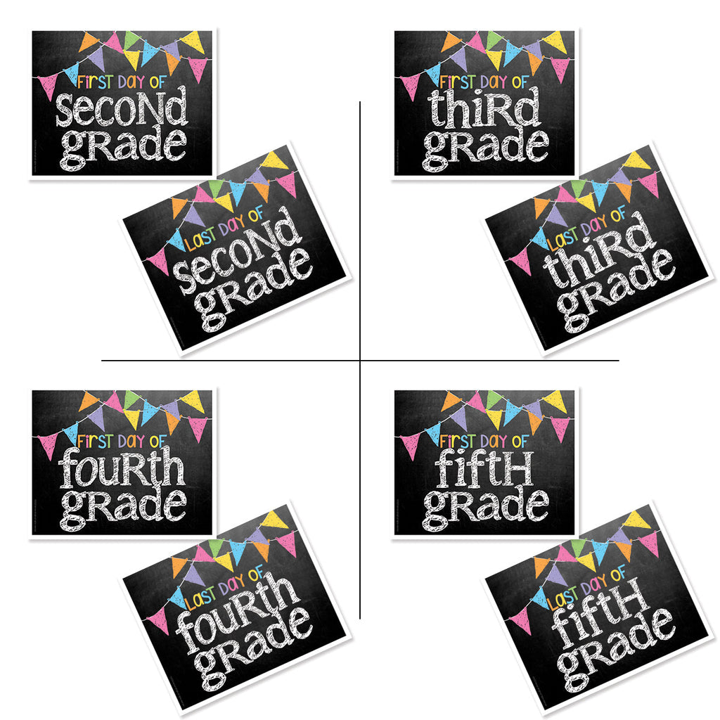 First & Last Day of School Signs | Photo Prop Deck | 17 Grades including T-K | (4) Styles - Denise Albright® 
